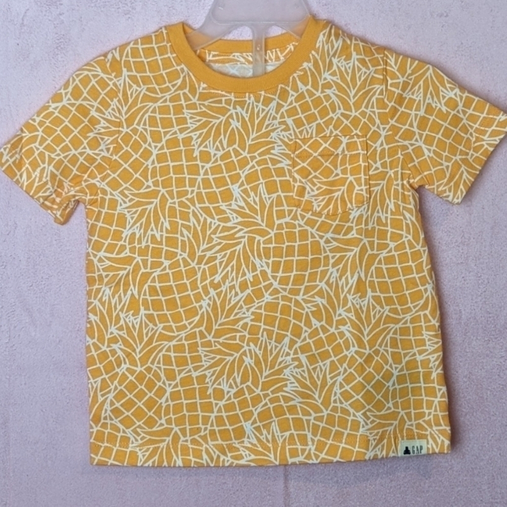 Gap Playtime Favorites Pineapple Print Short Sleeve Pocket Tee size 2 Toddler